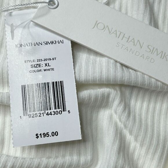 Jonathan Simkhai Dakota Ribbed Cutout Long Sleeves Top White Women's XL NWT - Picture 8 of 8